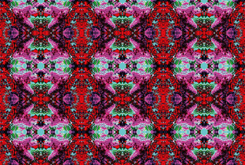 Seamless endless repeating bright ornament of multi-colored geometric shapes