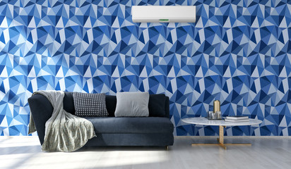 large luxury modern bright interiors with air conditioning illustration 3D rendering