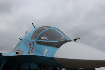 Strike fighter Su-34 details close-up.