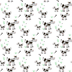animal cow cartoon , cartoon seamless pattern background