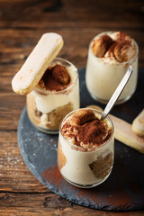 Homemade Italian dessert tiramisu