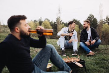 Friends hanging and getting ready for the barbecue party