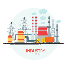 Naklejka premium Industrial zone with factories, plants, warehouses, enterprises in the flat style