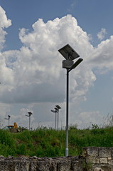 Restore ancient walls in Archaeological complex Abritus and prepare for tourists,  install of solar LED lighting pillar system with solar panel  in present town Razgrad, Bulgaria, Europe  