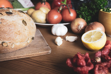 Healthy ingredients, natural food, background