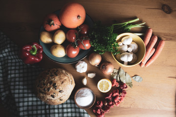 Healthy ingredients, natural food, background