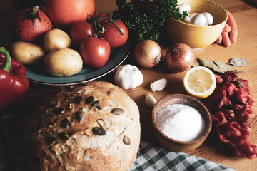 Healthy ingredients, natural food, background