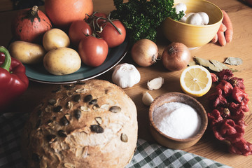Healthy ingredients, natural food, background