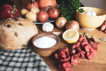 Healthy ingredients, natural food, background