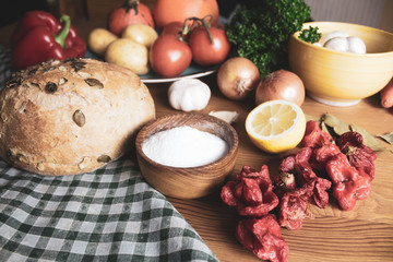 Healthy ingredients, natural food, background