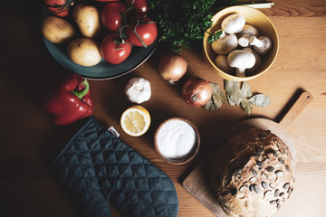 Healthy ingredients, natural food, background