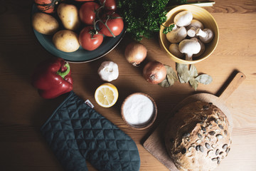 Healthy ingredients, natural food, background