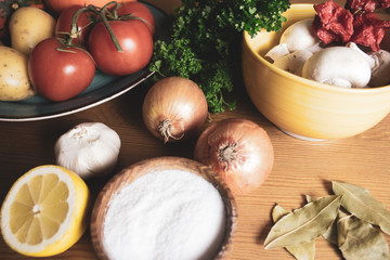 Healthy ingredients, natural food, background