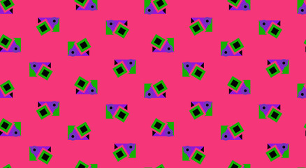 Background with geometric shapes on bright pink