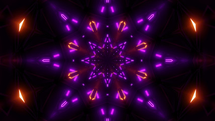 purple scifi kalaidoscope star with glowing pattern
