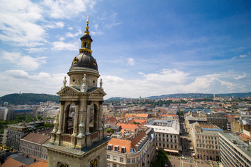 Budapest, Hungary, June 4, 2019: St. Stephen's Basilica roof city view