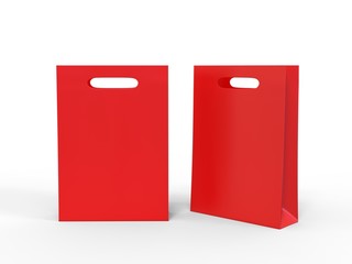 Blank template of shopping Paper Bag 3d illustration for branding design and mock up.