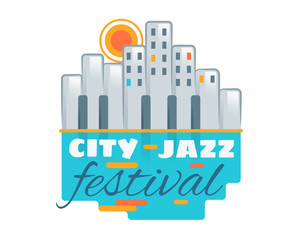 Jazz festival vector music concert logo musical instrument logotype musician playing saxophone sound art badge festival performance emblem isolated on white background