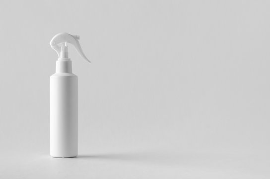 White cosmetic trigger sprayer bottle mockup.