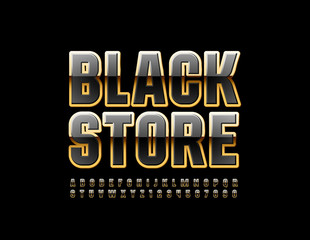 Obraz premium Vector chic Logo Black Store. Black and Gold chic Font. Stylish Alphabet Letters and Numbers