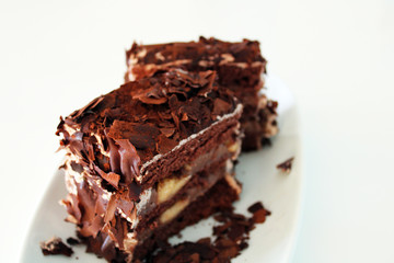 piece of chocolate cake on a plate