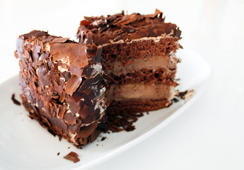 piece of chocolate cake on a plate
