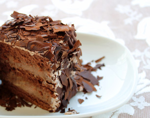 piece of chocolate cake on a plate