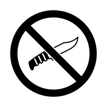 No knife no weapon prohibition sign icon. No knife weapon vector icon. No sharp objects vector sign.