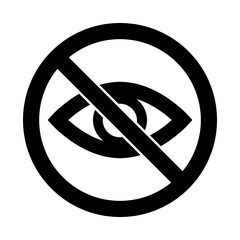 Eye symbols as show, hide, visible, invisible, public, private icons. Do not spy icon. Stop watching vector sign.