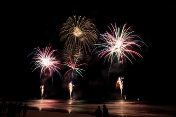 Fototapeta na wymiar Fireworks at the beach