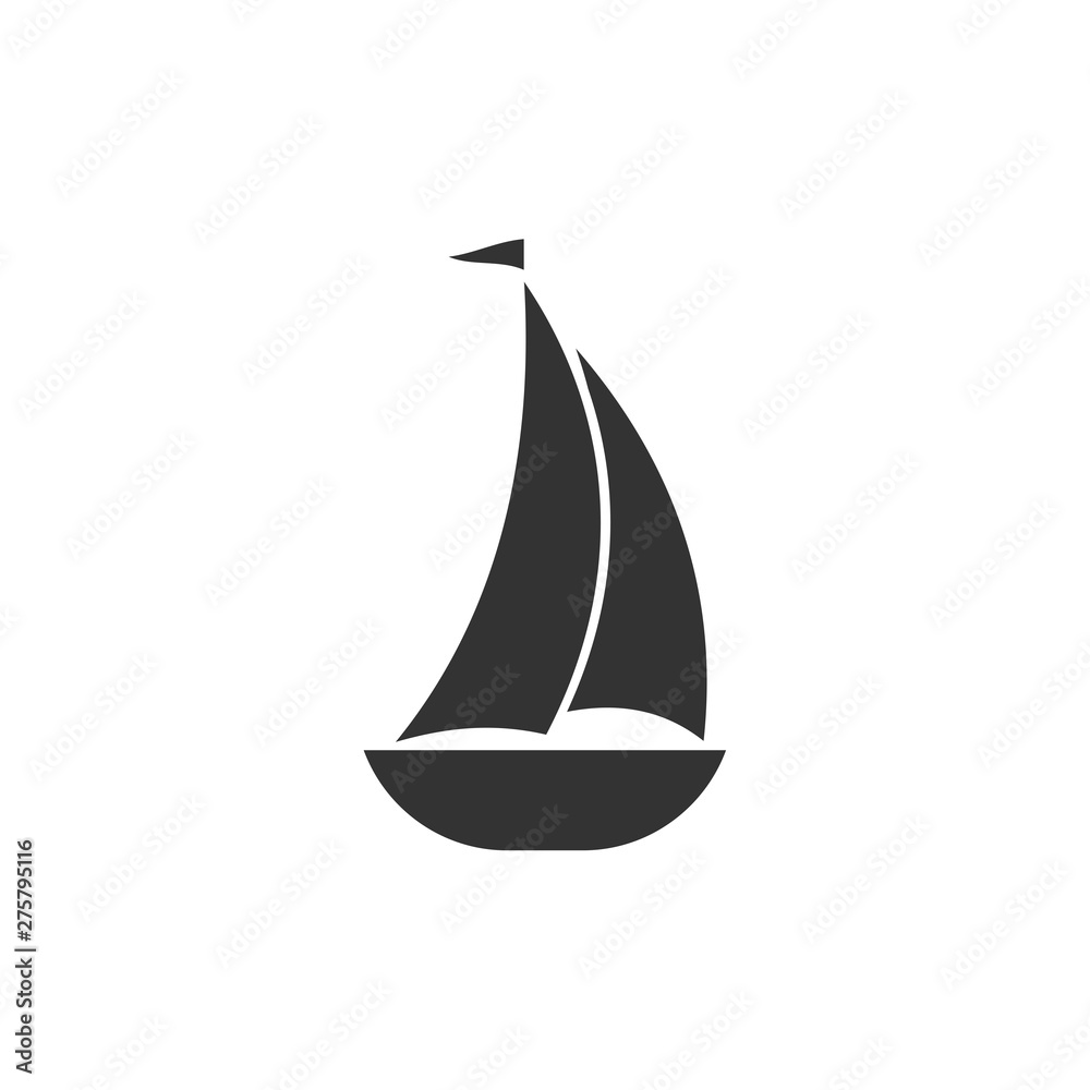 Poster Sailing icon template black color editable. Sailing symbol vector sign isolated on white background. Simple logo vector illustration for graphic and web design.