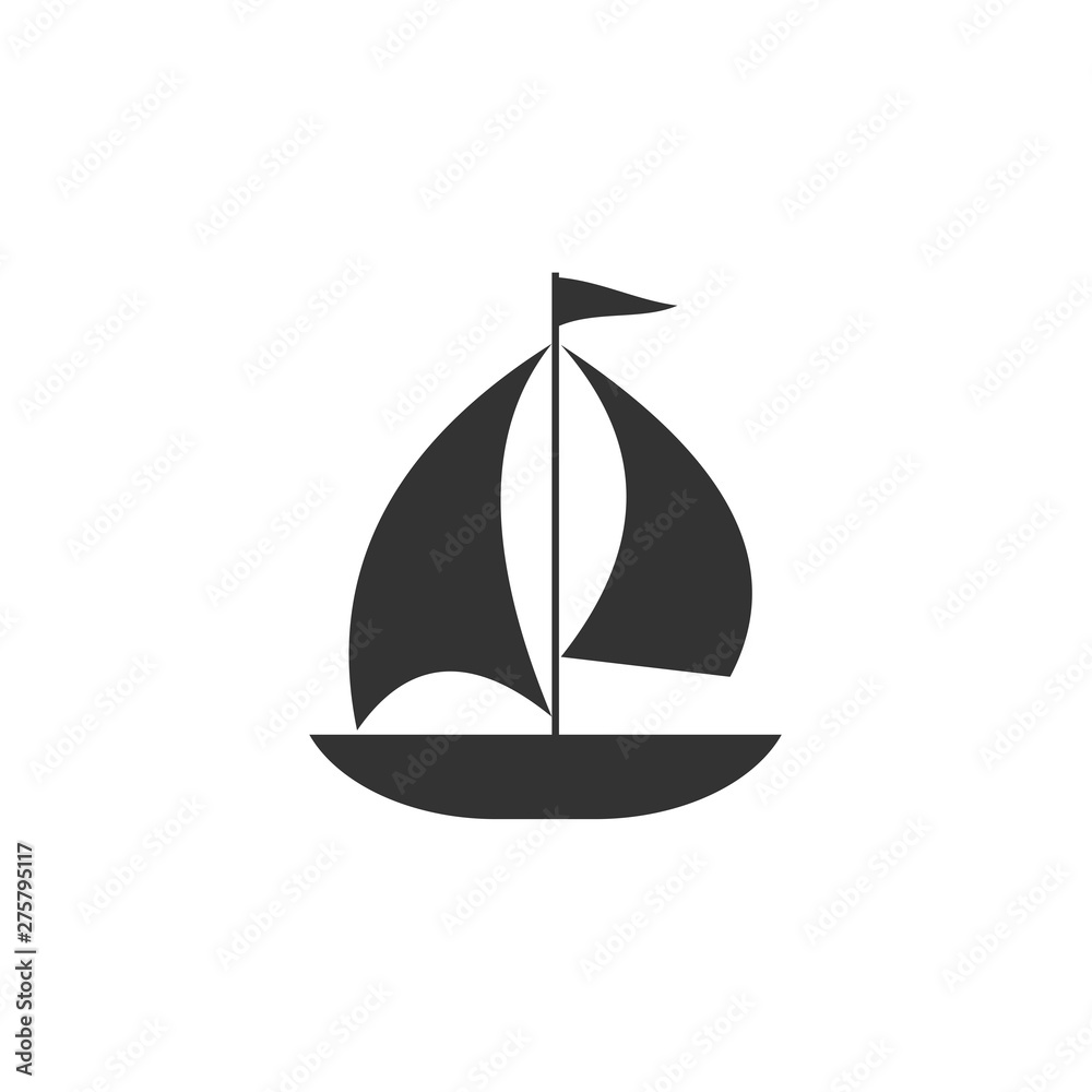 Poster Sailing icon template black color editable. Sailing symbol vector sign isolated on white background. Simple logo vector illustration for graphic and web design.