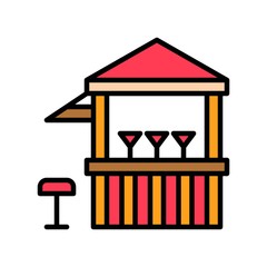 Beverage stall vector, Summer Holiday related filled icon