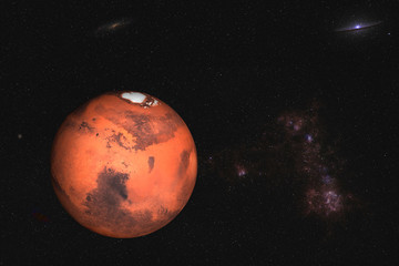 Planet Mars of solar system in outer space. Science fiction. Elements of this image were furnished by NASA.