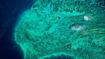 Aerial view of Gili island's reefs and corals near Bali, Indonesia © Tony