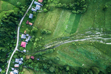 Photo of the countryside from the height of the drone's flight. Aerial photography.