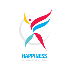 Happiness business logo design. Human development creative icon sign. Positive symbol. 