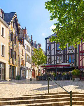 Fototapeta Traditional architecture of Orleans old streets. Orleans, France