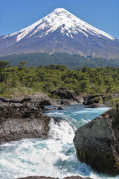scenic view to snow capped volcanon Lanin