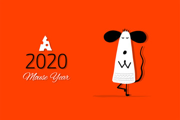 Funny mouse, symbol of 2020 year. Banner for your design