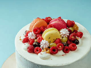 Naked cake with fresh berries on top
