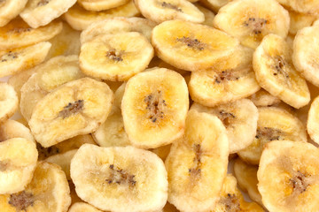 Sliced dried banana background