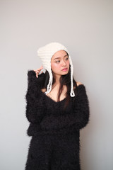 Asian girl wearing winter clothing