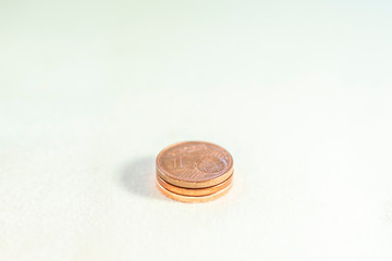 stacked euro cent coins, money