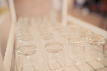 Many glass shot upside down on cart