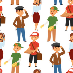 People part-time job professions vector set characters temporary job recruitment concept. Different workers or time unemployed. Young career start boys and girls part time workers opportunity looking