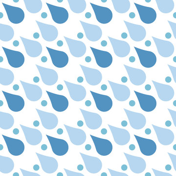 Rain Drops Seamless Pattern Background Vector Water Blue Nature Raindrop Abstract Illustration