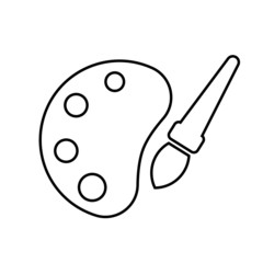 Painter palette and paint brush icon vector