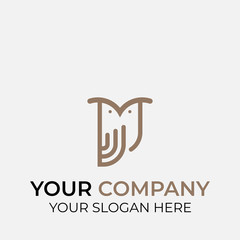 animal logo design with line art style on white background