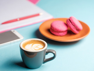 workplace with a cup of coffee